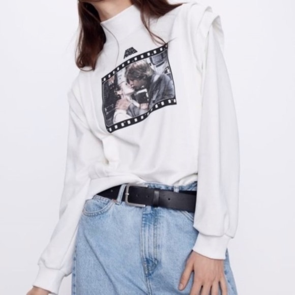 NEW Zara Star Wars Leia Han Solo Mock Neck Sweatshirt Small - Picture 12 of 17